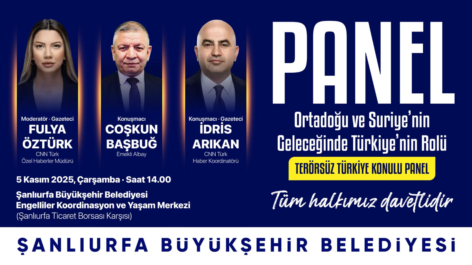 Şanlıurfa Büyükşehir Belediyesi ile Şanlıurfa Kent Konseyi iş birliğinde, “Ortadoğu